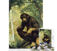 Jigsaw Puzzles for Adults 1000 Piece Contemplative Chimpanzee in Forest Painting Jigsaw 1000 Pieces Toy Wall Decor Gifts For Birthdays Improve Memory (38x52cm)