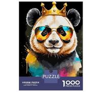Jigsaw Puzzles for Adults 1000 Piece Cool Panda King with Sunglasses Puzzle for Adults Brain Teaser Game Difficult Hard Deal As Gifts for The Whole Family 52x38cm/1000pcs