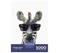Jigsaw Puzzles for Adults 1000 Piece Cool Zebra with Sunglasses Teenager Puzzles Hands-on Game Home Decoration Christmas Birthday Gifts 52x38cm/1000pcs