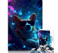 Jigsaw Puzzles for Adults 1000 Piece Corgi And Butterfly,learning Educational Toys Fun at Home Activities,Birthday Present,Travel Gifts (38x26cm)