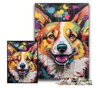 Jigsaw Puzzles for Adults 1000 Piece Corgi Graffiti Jigsaw Puzzles for Adults Size 50x75cm for Parents, Lovers, Friends - Age 14+