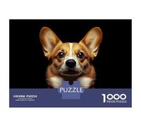 Jigsaw Puzzles for Adults 1000 Piece Corgi Portrait on Black Background Jigsaw for Adults Fun Games Wall Art Unique Birthday And Xmas Gifts 38x26cm/1000pcs