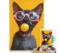 Jigsaw Puzzles for Adults 1000 Piece Cornish Rex Cat Bubblegum, Educational Games, But Fun And Humorous, Suitable for Desktop Decoration 38x26cm