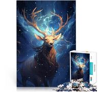 Jigsaw Puzzles for Adults 1000 Piece Cosmic Celestial Deer Made of cardboard for age 14 years and over Home Decor As a gift for the whole family and friends。size:26x38cm/10.24x14.96inch