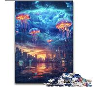 Jigsaw Puzzles for Adults 1000 Piece Cosmic Jellyfish,Family Game Stress Reliever Difficult Challenge Enhance Love between Couples 38X26CM