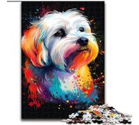 Jigsaw Puzzles for Adults 1000 Piece Coton De Tulear Dog Art Puzzles for 1000 Piece for Teenagers Challenging Toy Games (Size 26x38cm)