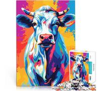 Jigsaw Puzzles for Adults 1000 Piece Cow Animal WPAP Lernspiel-Herausforderungsspielzeug Ein Kunstwerk38x26cm