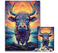 Jigsaw Puzzles for Adults 1000 Piece Cow On The Mountain Nature Jigsaw Puzzles Colorful Home Decor & Interactive Family Game, 50x75CM/19.68x29.52inch