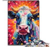 Jigsaw Puzzles for Adults 1000 Piece Cow With The Circle Jigsaw Puzzles for Adults 1000 Piece Adult & Family Activity, DIY Home Decor Gift Size 50X75CM