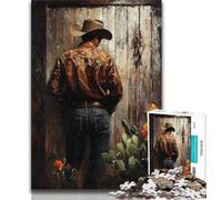 Jigsaw Puzzles for Adults 1000 Piece Cowboy Oil Painting 1000 Pieces for Teenagers,Challenging Game Toys Wall Decoration Unique Birthday And Xmas Gifts 26x38cm
