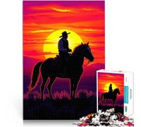 Jigsaw Puzzles for Adults 1000 Piece Cowboy Silhouette Sunset DIY-Spielzeug Einzigartige Geburtstags- und Geschenkideen52x38cm