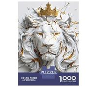 Jigsaw Puzzles for Adults 1000 Piece Cracked White Lion with Gold Crown Puzzle for Adults Brain Teaser Game Difficult Hard Deal As Gifts for The Whole Family 38x26cm/1000pcs