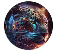 Jigsaw Puzzles for Adults 1000 Piece Crackling Thunder Jaguar 1000Pc Adults Round Jigsaw Puzzle Educational Brain Teaser, Artistic Home & Office Decor, 14+ Age (Size 67.5x67.5cm)