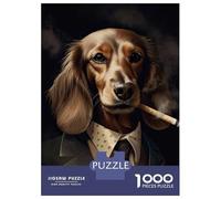 Jigsaw Puzzles for Adults 1000 Piece Cream Dachshund Gangster Adult Puzzles Toy Wall Decor Wall Decoration Deal As Gifts for The Whole Family 38x26cm/1000pcs