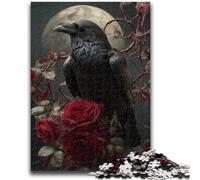 Jigsaw Puzzles for Adults 1000 Piece Crow And Rose Brain Teaser Game Educational Game for Birthday, Chrismas for for Age 14 50x75cm