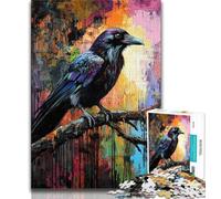 Jigsaw Puzzles for Adults 1000 Piece Crow Oil Painting Adult Puzzles,Toys Educational Games Stress Relieving Unique Birthday And Gifts 38x26cm