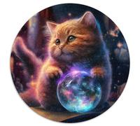 Jigsaw Puzzles for Adults, 1000 Piece Crystal Cat Round Cardboard Jigsaw Puzzles Challenging Brain Teaser for Teenagers,Perfect for Home Decor Or Gift 67.5x67.5 cm