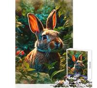 Jigsaw Puzzles for Adults 1000 Piece Curious Rabbit in The Garden Relax Games Tough Challenge Educational Toy with Fully Interlocking Randomly Shaped Pieces (38X52CM)