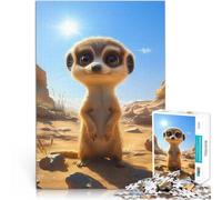 Jigsaw Puzzles for Adults 1000 Piece Cute Baby Meerkat in Desert Spielspielzeug Lernspiel für Geburtstag, Weihnachten52x38cm