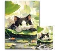 Jigsaw Puzzles for Adults 1000 Piece Cute Cat on The River Difficult Puzzles for Adults for Holidays Birthdays And Family Game Nights 1000 PCS(75x50cm)