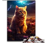 Jigsaw Puzzles for Adults 1000 Piece Cute Cat Sitting on Mars Made of Wood, Perfect Home Or Office Decor, Ideal 50x75cm for Family Interactive Game