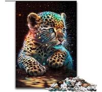 Jigsaw Puzzles for Adults 1000 Piece Cute Cosmic Baby Leopard Made of Wood, Fun Present & Activity for Home 50x75cm Birthday Party for Men Women