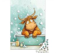 Jigsaw Puzzles for Adults 1000 Piece Cute Cow in Bubble Bath Teenager Puzzles Family Games Pattern Assembly Fun Activities at Home 70x50cm/1000pcs