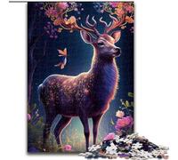 Jigsaw Puzzles for Adults 1000 Piece Cute Deer Flower Made of Wood, Fun Activity for at Home 50x75cm Family Fun Activity, Brain Challenge, for Teenager