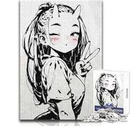 Jigsaw Puzzles for Adults 1000 Piece Cute Demon Girl Peace Sign Unique Challenge Game Home Art Decor Gift For Birthdays Size 38x26cm