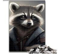 Jigsaw Puzzles for Adults 1000 Piece Cute Raccoon Made of Wood, Perfect DIY Art Decor Or Birthday Gift 50x75cm Family Fun Craft, Perfect for Birthdays, Holidays