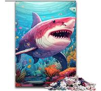 Jigsaw Puzzles for Adults 1000 Piece Cute Shark Wooden Jigsaw Puzzles for Adults Perfect for Teenager & Families, Ideal size : 50x75cm