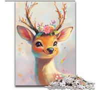 Jigsaw Puzzles for Adults, 1000 Piece Cute Sika Deer Wooden Jigsaw Puzzles for Adults 26X38CM Family Activity, Brain Teaser, Home Decor