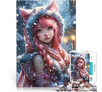 Jigsaw Puzzles for Adults 1000 Piece Cute Snowy Anime Girl Brain Teaser 50x75cm deal as gifts for the whole family for and Age 14