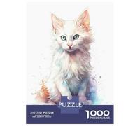 Jigsaw Puzzles for Adults 1000 Piece Cute Turkish Angora Kitten Teenager Puzzles Hands-on Game Home Decoration Christmas Birthday Gifts 38x26cm/1000pcs
