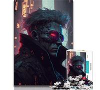 Jigsaw Puzzles for Adults 1000 Piece Cyborg in The City Puzzles for Teenagers,with Matching Poster And Trivia Sheet for Ages 14+ (size 38x26cm)