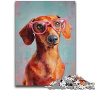 Jigsaw Puzzles for Adults 1000 Piece Dachshund Wearing Glasses Puzzles for Adults,Stress Reliever Difficult Challenge Unique Home Decor And Gifts (50x75cm)