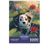 Jigsaw Puzzles for Adults 1000 Piece Dalmatian Puppy in A Lily Pond Puzzle for Adults Brain Teaser Game Difficult Hard Deal As Gifts for The Whole Family 52x38cm/1000pcs