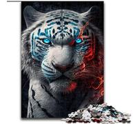 Jigsaw Puzzles for Adults 1000 Piece Danger White Tiger Wooden Jigsaw Puzzles Perfect for Family Fun on Birthdays, Christmas Size 50X75CM