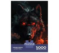 Jigsaw Puzzles for Adults 1000 Piece Dangerous Black Wolf Puzzle for Adults Brain Teaser Game Enhance Memory Fun at Home Activities, 38x26cm/1000pcs