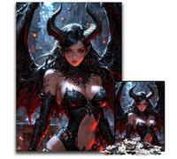 Jigsaw Puzzles for Adults 1000 Piece Dark Demon Anime Girl Wooden Jigsaw Puzzles for Adults Birthday Gift Idea Challenging Brain Teaser Game 1000 PCS(75x50cm)