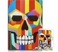 Jigsaw Puzzles for Adults 1000 Piece De Stijl Skull Colorful Unique Challenge Game Home Art Decor Gift For Birthdays Size 38x52cm