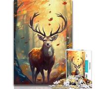 Jigsaw Puzzles for Adults 1000 Piece Deer Autumn Puzzles for Teenagers,with Matching Poster And Trivia Sheet for Ages 14+ (size 75x50cm)