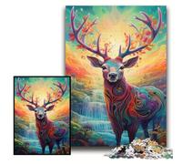 Jigsaw Puzzles for Adults 1000 Piece Deer Psychedelic Art Difficult Puzzles for Adults 26x38 cm Fun at Home Activities, Birthday Present, Travel Gifts