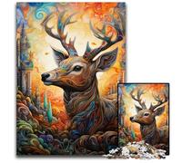 Jigsaw Puzzles for Adults 1000 Piece Deer Psychedelic Art Jigsaw Puzzles Colorful Home Decor & Interactive Family Game, 26X38CM/10.23x14.96inch