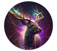 Jigsaw Puzzles for Adults 1000 Piece Deer Round Cardboard Jigsaw Puzzles Perfect Christmas & New Year Gift, (67.5x67.5cm)