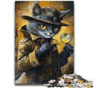 Jigsaw Puzzles for Adults 1000 Piece Detective Cat for And from 14 Years And over Hands-on Game Christmas Game Gifts 50x75cm