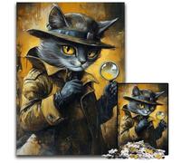 Jigsaw Puzzles for Adults 1000 Piece Detective Cat Wooden Puzzles Family Interactive Game, Brain Teaser Gift, Educational Toy 50X75CM