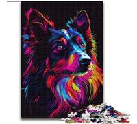 Jigsaw Puzzles for Adults 1000 Piece DJ Neon Border Collie Made of Wood, Perfect Home Or Office Decor, Ideal 50x75cm for Family Interactive Game