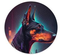 Jigsaw Puzzles for Adults, 1000 Piece Doberman Pinscher Round Puzzle 1000 Pieces Jigsaw Interactive Family Game, DIY Home Decor, Brain Teaser Gift (Size 67.5x67.5cm)