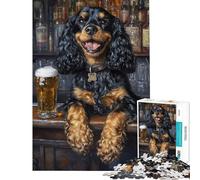 Jigsaw Puzzles for Adults 1000 Piece Dog at The Bar Adult Jigsaw Puzzles Family Activities Challenging To Complete for Is Ideal As A Gifts (Size 38x52cm)